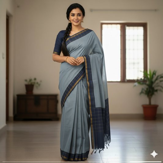 Checked Saree 100% cotton - Madurai Sungudi cotton