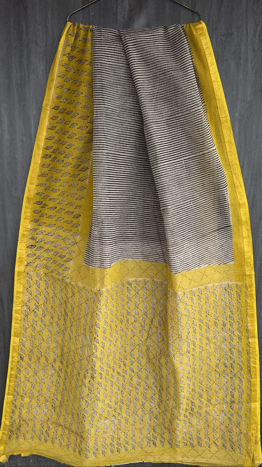 Bagru print Kota doria Saree