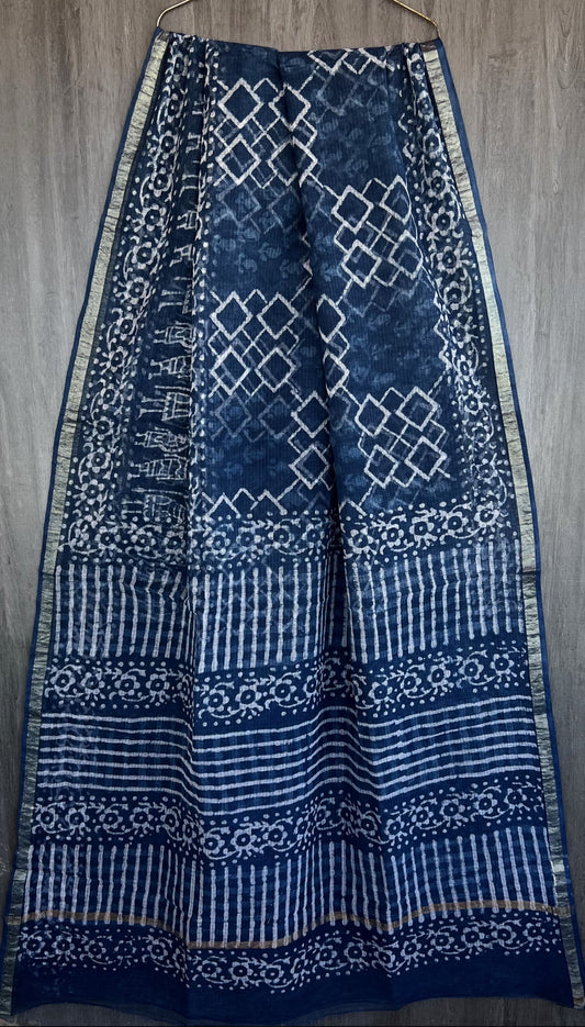 Bagru print Kota doria Saree