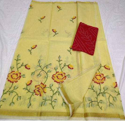 Embroidered Kota Saree