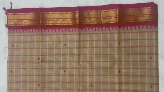 Checked Korvai Cotton with Zari border