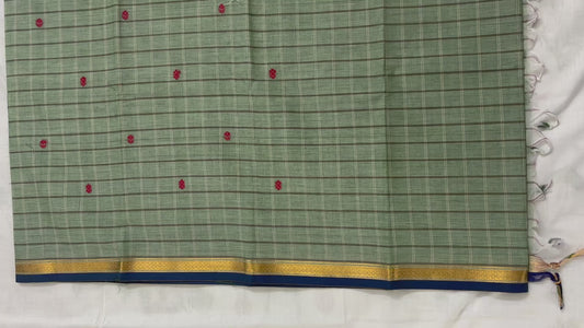 Checked Korvai Cotton with Zari border