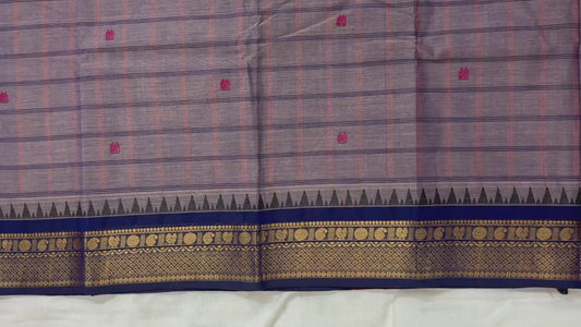 Checked Korvai Cotton with Zari border