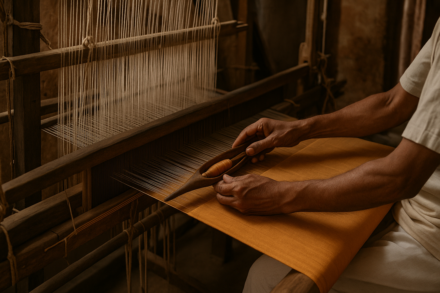 Plain saree weaving